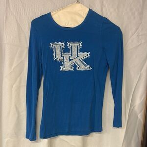 Fitted Blue Long Sleeve Tee with UK Graphic